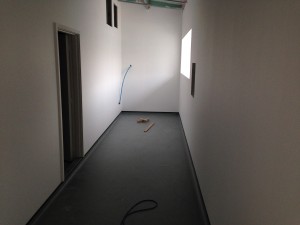 A look at the completed tanked flooring in the cold corridor