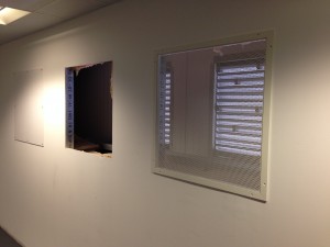 Test positioning of our custom grilles ahead of extraction ducting and fans