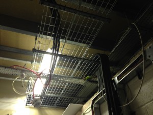Power cable reaching the electrical intake room on overhead containment system