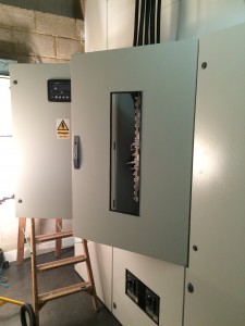 Here we see the generator / backup supply side of the electrical intake room taking shape
