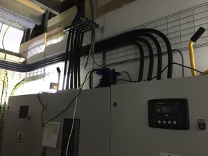 A look at cable runs being installed between the power distribution panels and the B-side of the mains failover system