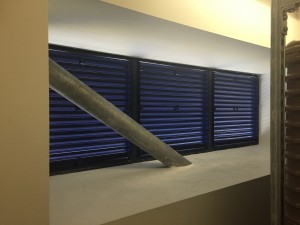 Supply-side louvred panels fitted to cold corridor for external air supply