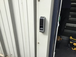 A look at one of the exterior biometric and RFID units
