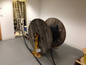 A look at the scale of the first cable pull - 4 initial cables weighing close to 500kg